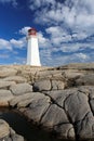 Lighthouse at Peggy`s Cove Nova Scotia Royalty Free Stock Photo