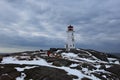 Lighthouse of Peggy`s Cove at winter time