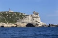 Lighthouse Pertusato overlooks a famous rock, Coast of Bonifacio, Corsica