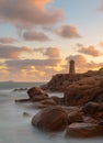 Lighthouse Phare Mean Ruz Ploumanch, Brittany Royalty Free Stock Photo