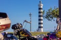 The lighthouse of Piave Vecchia is located at the mouth of the Sile, called, precisely, the port of Piave Vecchia, in the municipa Royalty Free Stock Photo