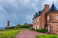 Lighthouse of Ploumanach Mean Ruz in Perros-Guirec on Pink Granite Coast, Brittany (Bretagne), France Royalty Free Stock Photo