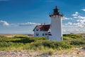 Lighthouse Point on beach dunes. Royalty Free Stock Photo