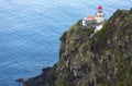 Lighthouse on Ponta do Arnel, Nordeste, Sao Miguel Island, Azores Islands, Portugal. Royalty Free Stock Photo