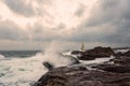 Lighthouse in the port of Ahtopol, Black Sea, Bulgaria Royalty Free Stock Photo