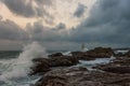 Lighthouse in the port of Ahtopol, Black Sea, Bulgaria Royalty Free Stock Photo