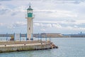 Lighthouse in port Horizontal Royalty Free Stock Photo
