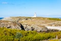 The lighthouse `Poulains` of the famous island Belle Ile en Mer in France Royalty Free Stock Photo
