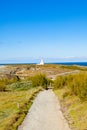 The lighthouse `Poulains` of the famous island Belle Ile en Mer in France Royalty Free Stock Photo