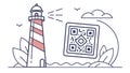 Lighthouse with a QR code, modern guidance and information, vector design Generative AI Royalty Free Stock Photo
