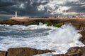 The lighthouse of Rabat in Morocco during stormy sea Royalty Free Stock Photo