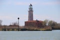 Lighthouse in the region Delta del Po, a natural paradise. Italy. Royalty Free Stock Photo