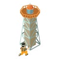 Lighthouse repair icon isometric vector. Welder carries welding work near beacon Royalty Free Stock Photo