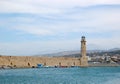 Lighthouse at the Retimno port Royalty Free Stock Photo