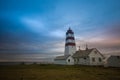 Northern lighthouse view in a small fishing village in Norway