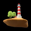 Lighthouse on rock stones island landscape Royalty Free Stock Photo