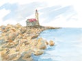 Lighthouse on rocky coast