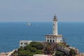 Lighthouse on rocky shore and sea. Ibiza, Spain