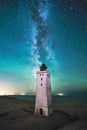 Lighthouse Rubjerg Knude At Night With Milky Way Above It