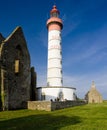 lighthouse and ruin of monastery, Pointe de Saint Mathieu, Britt Royalty Free Stock Photo