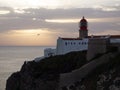 Lighthouse of Saint Vincent cape sunset, Sagres, Algarve, Portugal