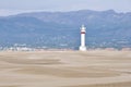 Lighthouse and sand dunes in Punta del Fangar (Spain) Royalty Free Stock Photo
