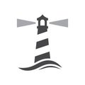 Lighthouse with sea wave black vector icon Royalty Free Stock Photo