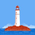 Lighthouse seascape illustration.