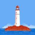 Lighthouse seascape illustration. Royalty Free Stock Photo