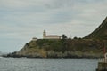 Lighthouse Seen From The Port Of Cudillero. Royalty Free Stock Photo