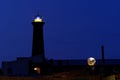 lighthouse shines in the colors of ukraine