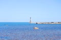 The lighthouse on the shore of Lake Ladoga. Royalty Free Stock Photo