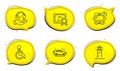 Bus parking, Disabled and Car icons set. Lighthouse sign. Public park, Handicapped wheelchair, Transport. Vector