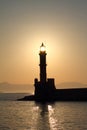 Lighthouse silhouette at sunset Royalty Free Stock Photo