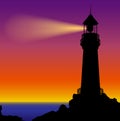 Lighthouse Silhouette In Sunset