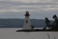 A lighthouse sitting on a point of land Royalty Free Stock Photo