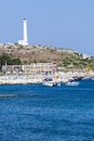 Lighthouse. Small port of Santa Maria di Leuca, southern Italy. Royalty Free Stock Photo