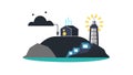 Lighthouse in Space, Cosmic Navigation, Guiding Light Icon, vector design Generative AI Royalty Free Stock Photo