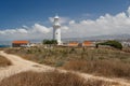 Lighthouse standing on the ruins of the ancient city of Pafos Royalty Free Stock Photo