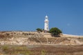 Lighthouse standing on the ruins of the ancient city of Pafos Royalty Free Stock Photo
