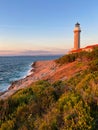 Lighthouse Stoncica at sunset light on island Vis, Croatia Royalty Free Stock Photo