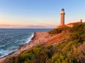 Lighthouse Stoncica at sunset light on island Vis, Croatia Royalty Free Stock Photo