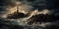 Lighthouse In Stormy Landscape - Leader And Vision Concept Royalty Free Stock Photo