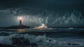 Lighthouse In Stormy Landscape - Leader And Vision Concept Royalty Free Stock Photo