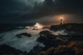 Lighthouse In Stormy Landscape - Leader And Vision Concept Royalty Free Stock Photo