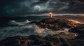 Lighthouse In Stormy Landscape - Leader And Vision Concept Royalty Free Stock Photo