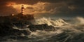 Lighthouse In Stormy Landscape - Leader And Vision Concept Royalty Free Stock Photo