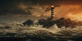 Lighthouse In Stormy Landscape - Leader And Vision Concept Royalty Free Stock Photo