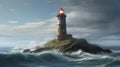 Lighthouse in a stormy seascape - 3D render