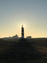 Lighthouse lit by sunshine